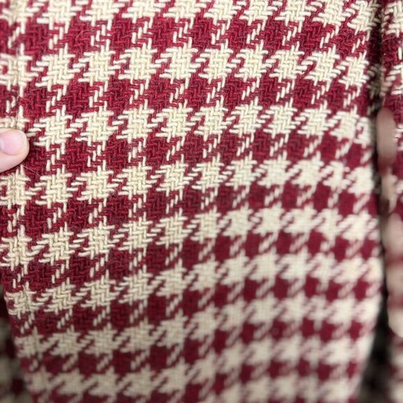 Jones New York Size: 14 VTG Red and Tan Houndstooth Jacket Wool and Alpaca Blend - Picture 8 of 11